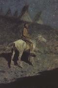 Frederic Remington Indian in the Moonlight (mk43) china oil painting reproduction